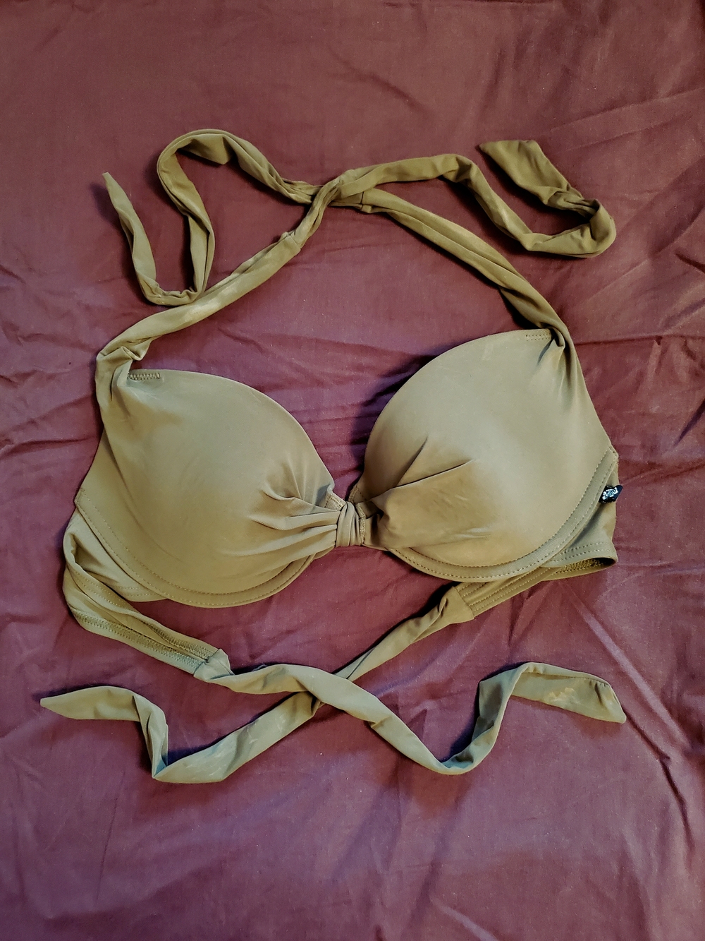 La Vie En Rose Olive Green Swim Top
